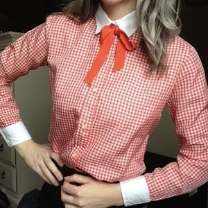 VINTAGE GINGHAM BLOUSE button down shirt S XS